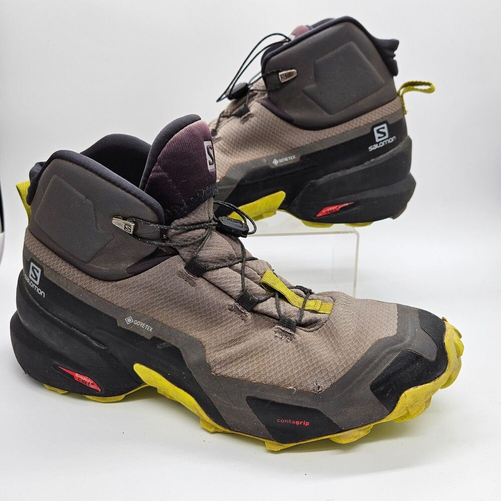 Salomon Cross Hike GTX Shoes Mens Size 8.5 Gray Waterproof Trail Sneakers 411186